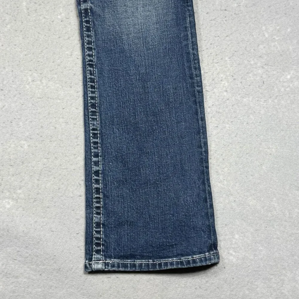 Buckle BKE Aiden Straight Jeans Mens Size 31 Blue Stretch Denim Thick Stitch